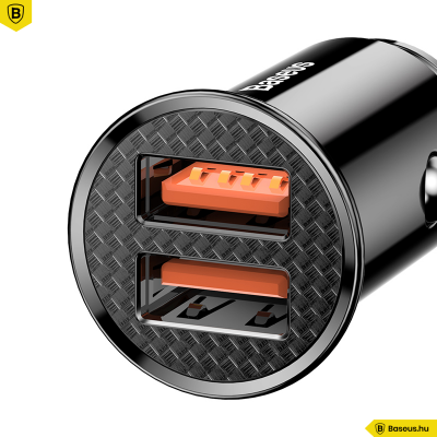 Baseus Circular autós töltő 2USB A+A 30W QC3.0 - Fekete Baseus Circular autós töltő 2USB A+A 30W QC3.0 - Fekete