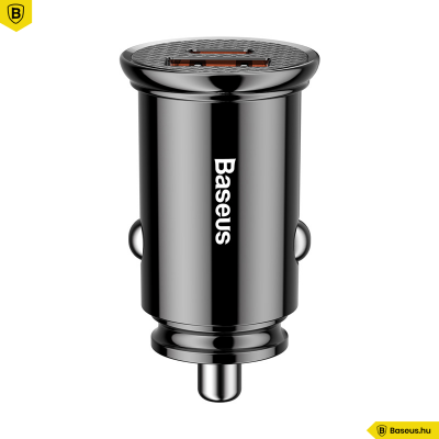 Baseus autós töltő USB/USB-C 30W Circular - Fekete Baseus autós töltő USB/USB-C 30W Circular - Fekete