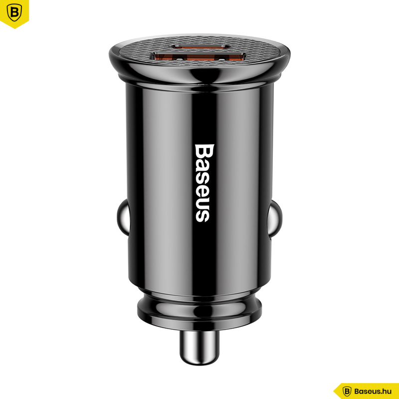 Baseus autós töltő USB/USB-C 30W Circular - Fekete Baseus autós töltő USB/USB-C 30W Circular - Fekete