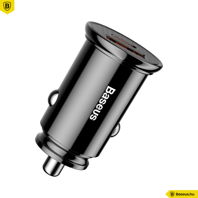 Baseus autós töltő USB/USB-C 30W Circular - Fekete Baseus autós töltő USB/USB-C 30W Circular - Fekete