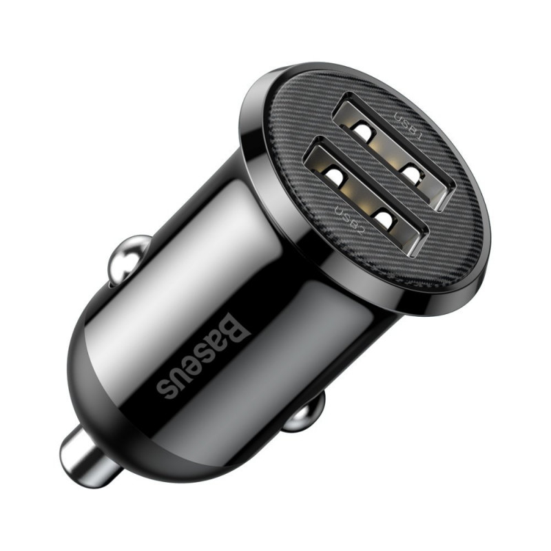 Baseus Grain Pro 2x USB 4.8A, 24W autóstöltő - fekete Baseus Grain Pro 2x USB 4.8A, 24W autóstöltő - fekete