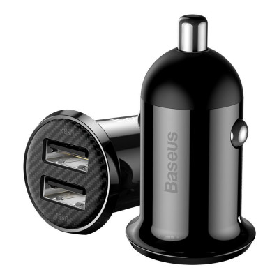 Baseus Grain Pro 2x USB 4.8A, 24W autóstöltő - fekete Baseus Grain Pro 2x USB 4.8A, 24W autóstöltő - fekete