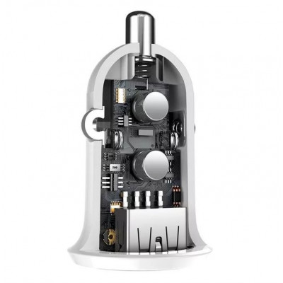 Baseus Grain Pro 2x USB 4.8A 24W autóstöltő, fehér Baseus Grain Pro 2x USB 4.8A 24W autóstöltő, fehér