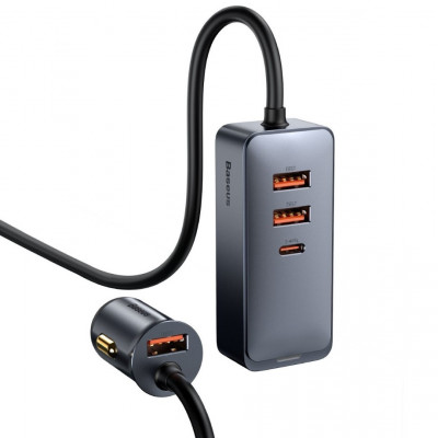 Baseus Share Together autós töltő hosszabbítóval, 3x USB, USB-C, 120W, szürke Baseus Share Together autós töltő hosszabbítóval, 3x USB, USB-C, 120W, szürke