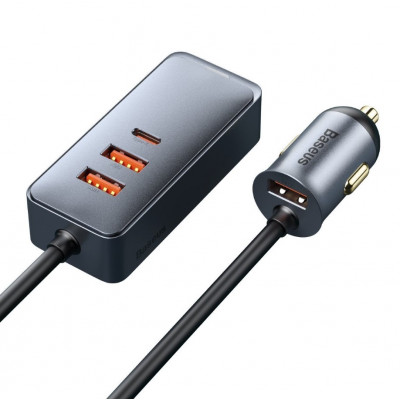 Baseus Share Together autós töltő hosszabbítóval, 3x USB, USB-C, 120W, szürke Baseus Share Together autós töltő hosszabbítóval, 3x USB, USB-C, 120W, szürke