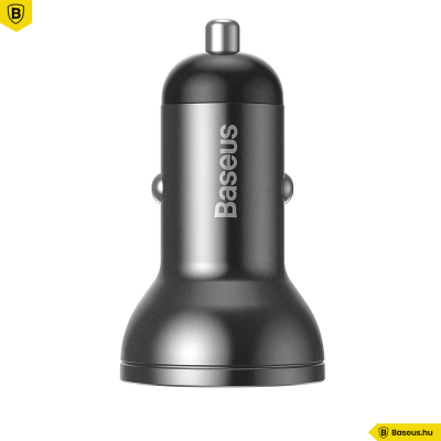 Baseus autós töltő 2USB 4.8A 24W LCD kijelzővel - Szürke Baseus autós töltő 2USB 4.8A 24W LCD kijelzővel - Szürke