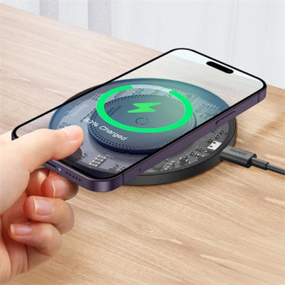 Baseus Simple 2 vezeték nélküli töltő, 15 W – fekete Baseus Simple 2 vezeték nélküli töltő, 15 W – fekete