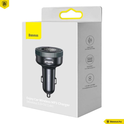 Baseus Enjoy Bluetooth Fm Transzmitter és 2USB autós töltő 3,4A - Fekete Baseus Enjoy Bluetooth Fm Transzmitter és 2USB autós töltő 3,4A - Fekete
