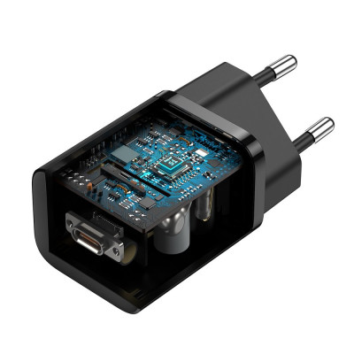 Baseus Super Si Quick Charger gyors hálózati töltő 1C 25W, fekete Baseus Super Si Quick Charger gyors hálózati töltő 1C 25W, fekete
