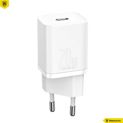 Baseus Super Si USB-C hálózati gyorstöltő 20W - Fehér Baseus Super Si USB-C hálózati gyorstöltő 20W - Fehér