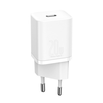 Baseus Super Si USB-C hálózati gyorstöltő 20W - Fehér Baseus Super Si USB-C hálózati gyorstöltő 20W - Fehér