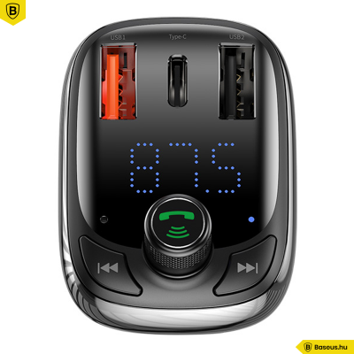 Baseus T typed S-13 FM Transmitter, MP3 lejátszó, Bluetooth kihangosító és 36W QC 4.0 töltő Baseus T typed S-13 FM Transmitter, MP3 lejátszó, Bluetooth kihangosító és 36W QC 4.0 töltő