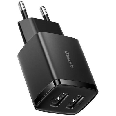 Baseus Compact töltő Quick Charger, 2x USB, 10.5W, fekete Baseus Compact töltő Quick Charger, 2x USB, 10.5W, fekete