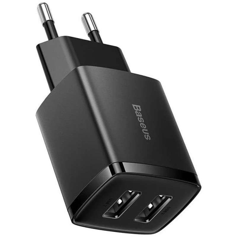 Baseus Compact töltő Quick Charger, 2x USB, 10.5W, fekete Baseus Compact töltő Quick Charger, 2x USB, 10.5W, fekete