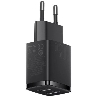 Baseus Compact töltő Quick Charger, 2x USB, 10.5W, fekete Baseus Compact töltő Quick Charger, 2x USB, 10.5W, fekete