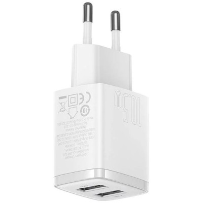 Baseus Compact töltő Quick Charger, 2x USB, 10.5W, fehér Baseus Compact töltő Quick Charger, 2x USB, 10.5W, fehér