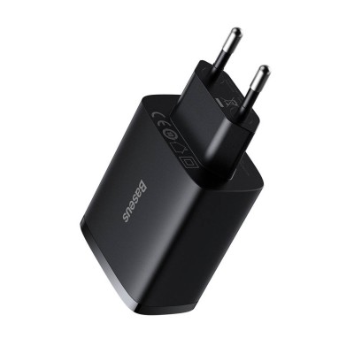 Baseus kompakt gyorstöltő, hálózati töltő, 3x USB, 17W (fekete)