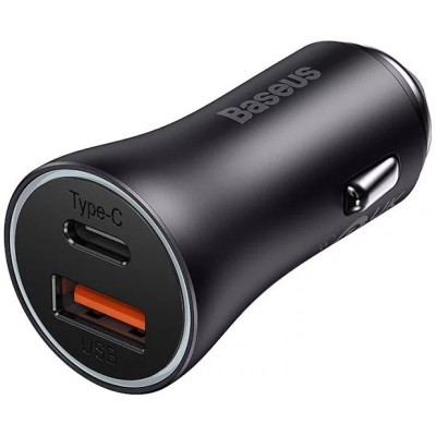 Baseus Golden Contactor Max autós töltő, 60 W, USB-A + USB-C – szürke Baseus Golden Contactor Max autós töltő, 60 W, USB-A + USB-C – szürke