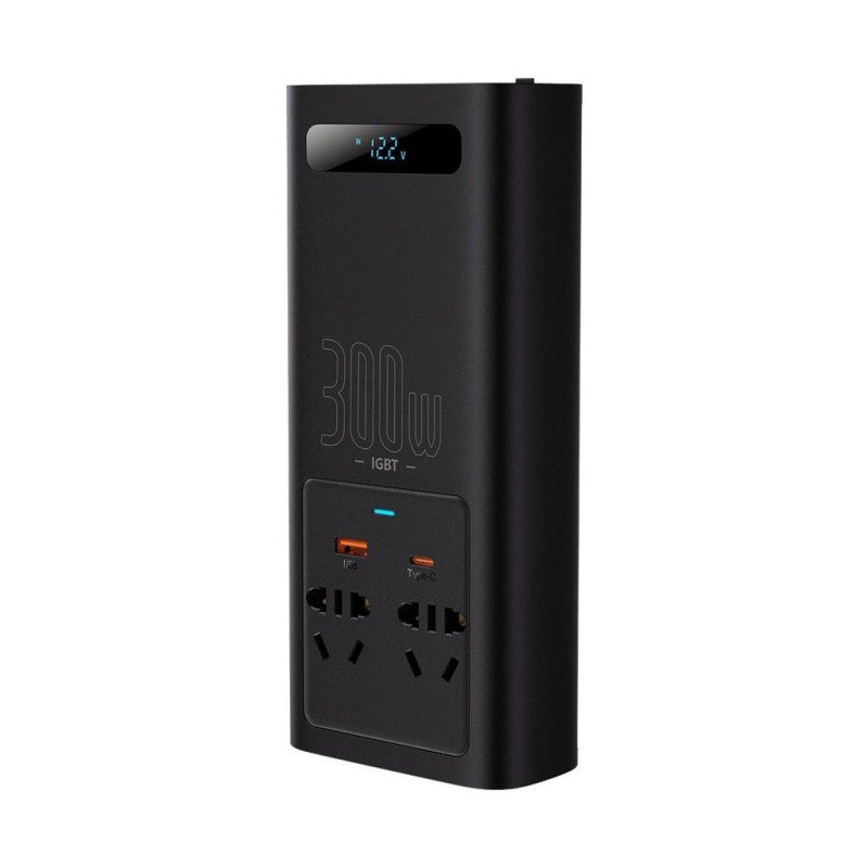 Baseus autós inverter 300W, 220V, CN / EU (fekete) Baseus autós inverter 300W, 220V, CN / EU (fekete)