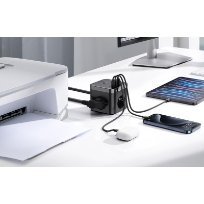 Baseus PowerCombo Cube töltőállomás, 3 aljzat és 4 USB-port