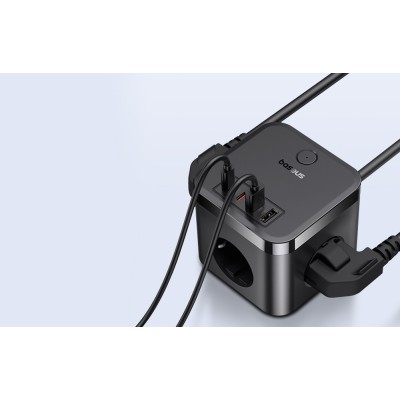 Baseus PowerCombo Cube töltőállomás, 3 aljzat és 4 USB-port