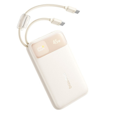 Baseus EnerFill FC11 powerbank 10000 mAh, 45W, két USB-C kábellel – bézs Baseus EnerFill FC11 powerbank 10000 mAh, 45W, két USB-C kábellel – bézs