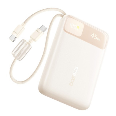 Baseus EnerFill FC11 powerbank 10000 mAh, 45W, két USB-C kábellel – bézs Baseus EnerFill FC11 powerbank 10000 mAh, 45W, két USB-C kábellel – bézs