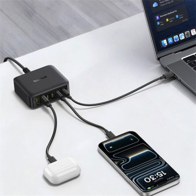 Baseus EnerFill FH21 asztali töltőállomás 120W, 4×USB-C + 2×USB-A – fekete Baseus EnerFill FH21 asztali töltőállomás 120W, 4×USB-C + 2×USB-A – fekete