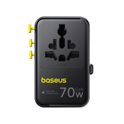 Baseus EnerCore CG11 utazó töltőadapter 70W, behúzható USB-C kábellel – fekete Baseus EnerCore CG11 utazó töltőadapter 70W, behúzható USB-C kábellel – fekete