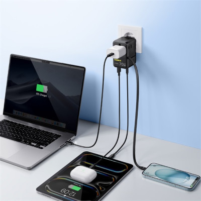 Baseus EnerCore CG11 utazó töltőadapter 70W, behúzható USB-C kábellel – fekete Baseus EnerCore CG11 utazó töltőadapter 70W, behúzható USB-C kábellel – fekete