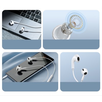 Baseus Encok H17 vezetékes fülhallgató, 3,5 mm-es minijack, fehér Baseus Encok H17 vezetékes fülhallgató, 3,5 mm-es minijack, fehér