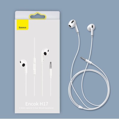 Baseus Encok H17 vezetékes fülhallgató, 3,5 mm-es minijack, fehér Baseus Encok H17 vezetékes fülhallgató, 3,5 mm-es minijack, fehér