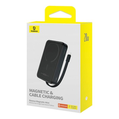 Baseus Magnetic Mini Powerbank, 10000mAh,Lightning, USB-C, 20W, MagSafe (fekete) Baseus Magnetic Mini Powerbank, 10000mAh,Lightning, USB-C, 20W, MagSafe (fekete)