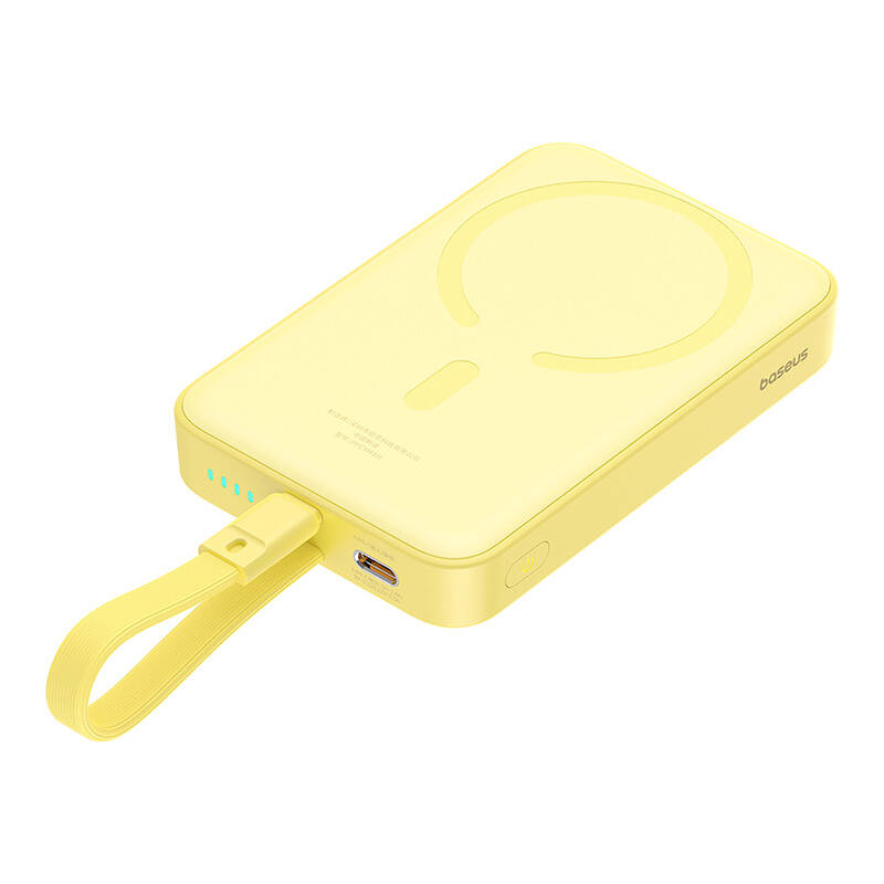 Baseus Magnetic Mini Powerbank, 10000mAh,Lightning,USB-C,20W, MagSafe (sárga) Baseus Magnetic Mini Powerbank, 10000mAh,Lightning,USB-C,20W, MagSafe (sárga)