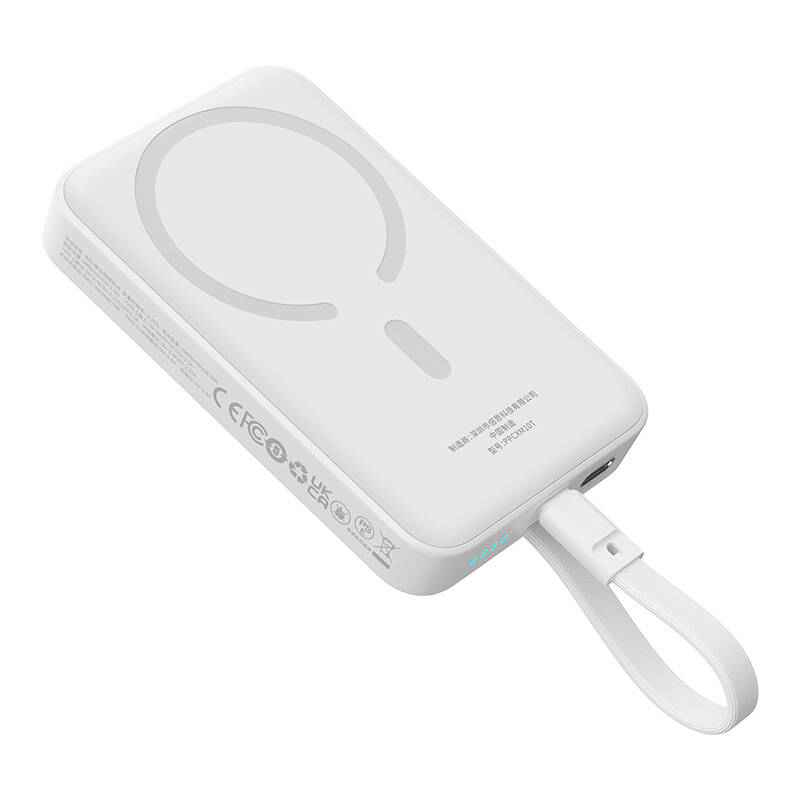 Baseus Magnetic Mini Powerbank, 10000mAh, USB-C 30W, MagSafe (fehér) Baseus Magnetic Mini Powerbank, 10000mAh, USB-C 30W, MagSafe (fehér)