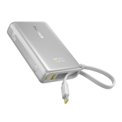 Baseus PicoGo powerbank 10000 mAh, 45W, beépített USB-C kábellel – ezüst Baseus PicoGo powerbank 10000 mAh, 45W, beépített USB-C kábellel – ezüst