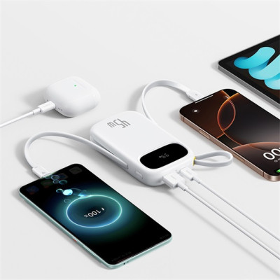 Baseus EnerFill FC31 powerbank 20000 mAh, 45W, két USB-C kábellel – fehér Baseus EnerFill FC31 powerbank 20000 mAh, 45W, két USB-C kábellel – fehér