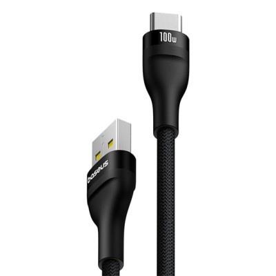 Baseus Flash 2 USB-A – USB-C kábel, 100 W, 1 m – fekete