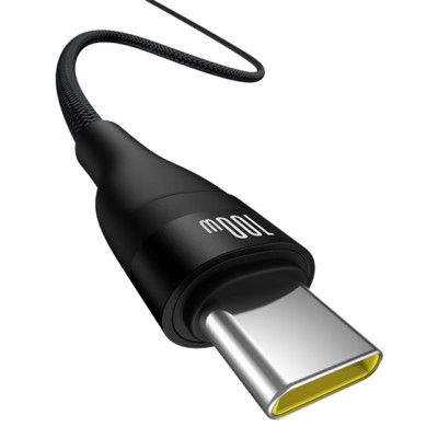 Baseus Flash 2 USB-A – USB-C kábel, 100 W, 1 m – fekete