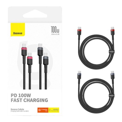 Baseus Cafule USB-C / USB-C adat/töltő kábel 100W , 1m 2db/csomag Baseus Cafule USB-C / USB-C adat/töltő kábel 100W , 1m 2db/csomag