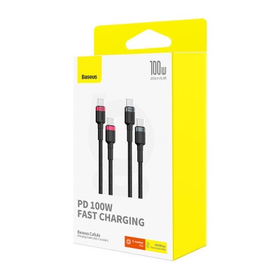Baseus Cafule USB-C / USB-C adat/töltő kábel 100W , 2m 2db/csomag Baseus Cafule USB-C / USB-C adat/töltő kábel 100W , 2m 2db/csomag