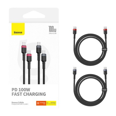 Baseus Cafule USB-C / USB-C adat/töltő kábel 100W , 2m 2db/csomag Baseus Cafule USB-C / USB-C adat/töltő kábel 100W , 2m 2db/csomag