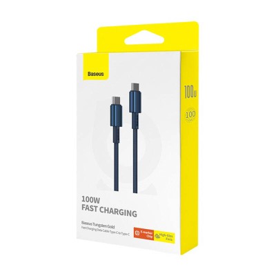 Baseus Tungsten Gold, USB-C - USB-C kábel 100W, 1m (kék) Baseus Tungsten Gold, USB-C - USB-C kábel 100W, 1m (kék)