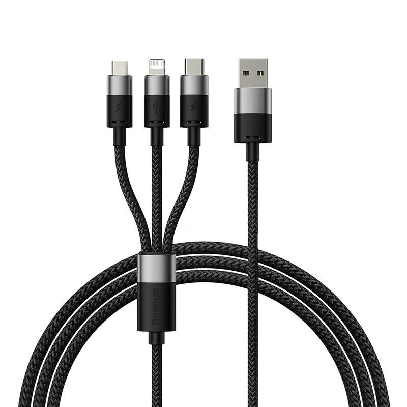 Baseus StarSpeed USB gyorstöltés M+L+C-hez 3.5A 0,6m (fekete) Baseus StarSpeed USB gyorstöltés M+L+C-hez 3.5A 0,6m (fekete)