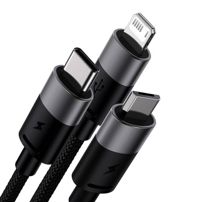 Baseus StarSpeed USB gyorstöltés M+L+C-hez 3.5A 0,6m (fekete) Baseus StarSpeed USB gyorstöltés M+L+C-hez 3.5A 0,6m (fekete)