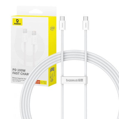 Baseus Superior 2 Series USB-C-USB-C kábel, 100 W, 2 m, fehér Baseus Superior 2 Series USB-C-USB-C kábel, 100 W, 2 m, fehér