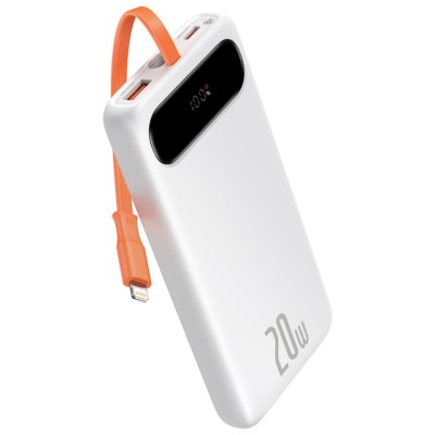 Baseus Block Power Bank 10000mAh, 20 W + Lightning kábel (fehér) Baseus Block Power Bank 10000mAh, 20 W + Lightning kábel (fehér)