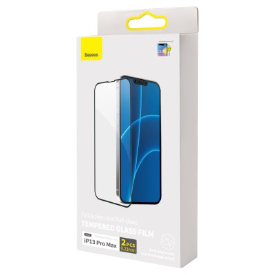 Baseus kijelzővédő üvegfólia Tempered Glass 0.23mm iPhone 13 Pro Max (2db) Baseus kijelzővédő üvegfólia Tempered Glass 0.23mm iPhone 13 Pro Max (2db)
