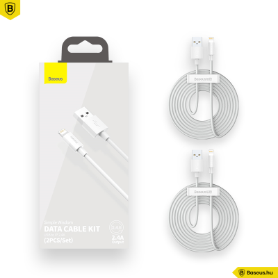 Baseus Simple Wisdom Lightning adat/töltőkábel 2,4A 1,5m (2db/cs.) - Fehér Baseus Simple Wisdom Lightning adat/töltőkábel 2,4A 1,5m (2db/cs.) - Fehér
