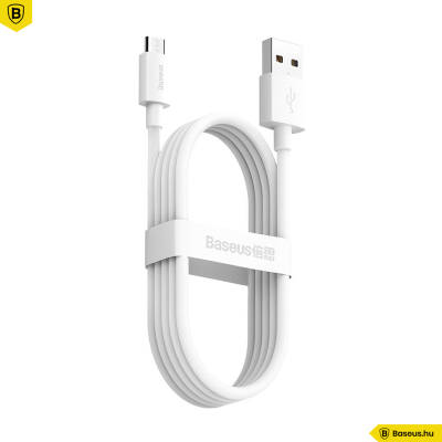 Baseus Simple Wisdom Micro USB adat/töltőkábel 2,1A 1,5m (2db/cs.) - Fehér